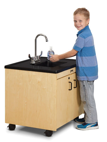 Picture of Portable Sink Hand Washing Station 26" Child Height Black Sink